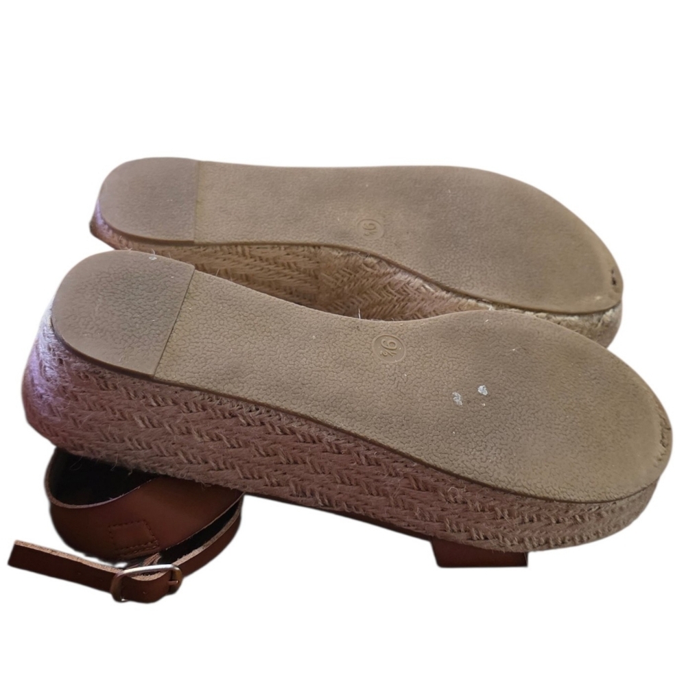 Big Buddha Jute Platform Wedge Espadrille Sandals Cognac Size 9.5 - Picture 6 of 15